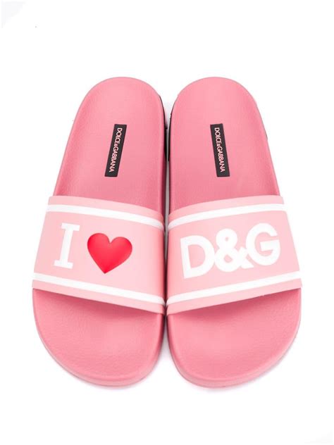 dolce gabbana pink slides